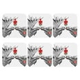 thumbnail image 2 of Pofeuu Funny Christmas Moose Kissing Under Mistletoe Print Leather Coasters Set of 6, Round Cups Mugs Mat Pad for Home Kitchen Heat Resistant Drink Coasters,Square, 2 of 7
