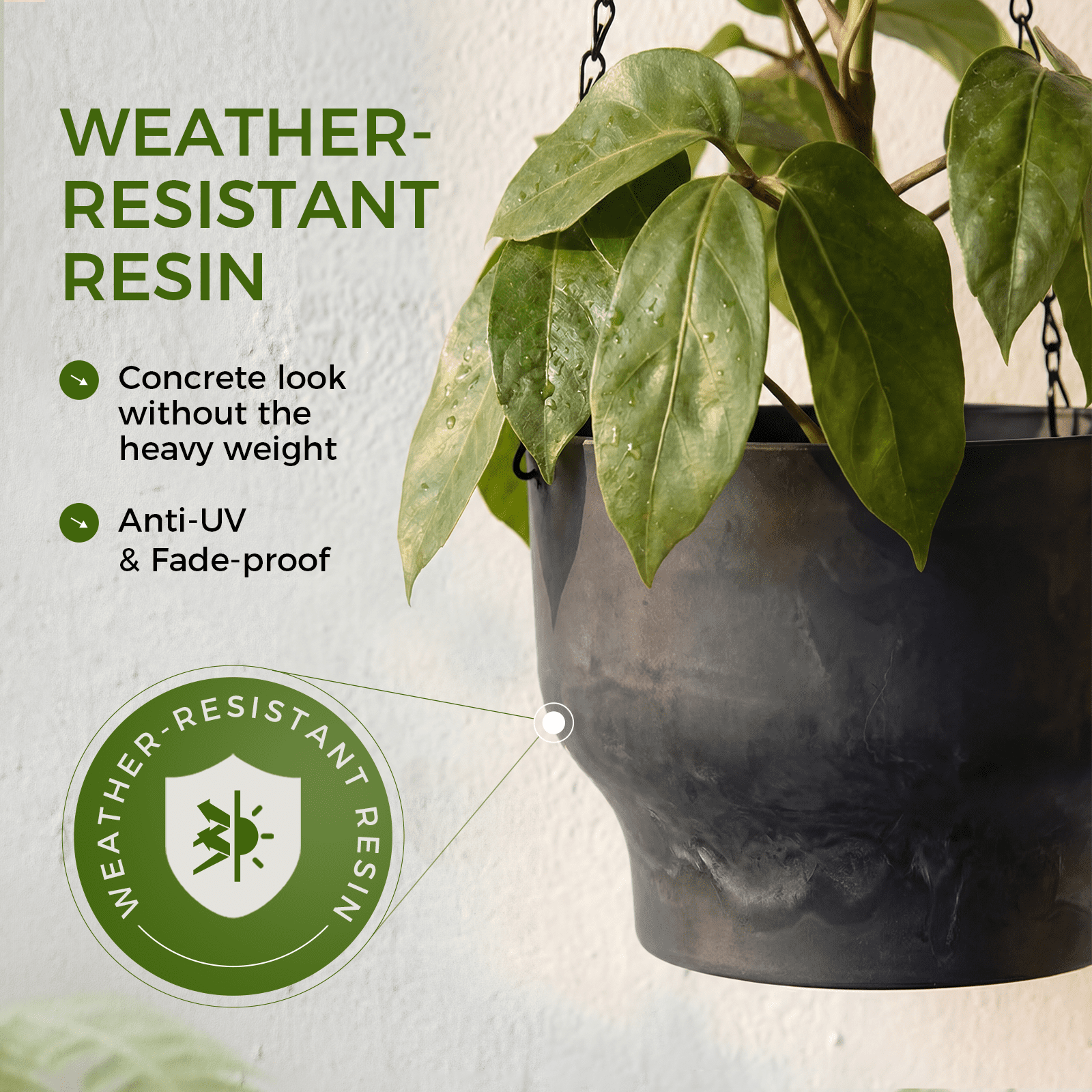 GENTINGBRO Faux Cement Hanging Planter Rustic Indoor Outdoor Decorative Flower Pot for Succulents Herbs Small Plants
