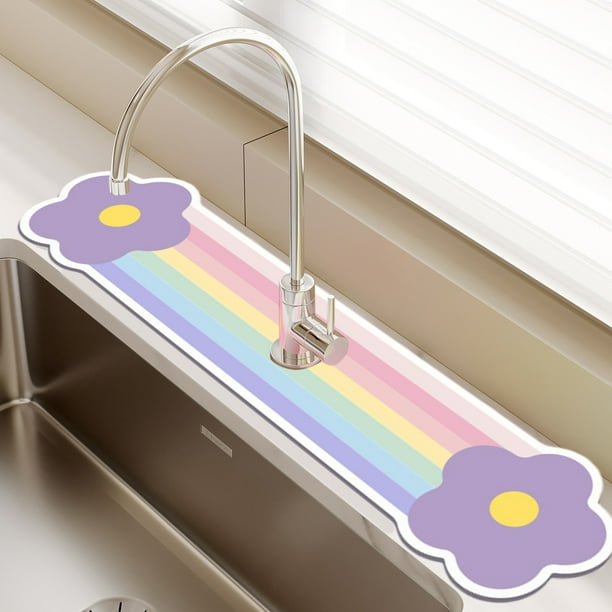 Alfombrilla de PVC absorbente para grifo de baño | Alfombrilla estrecha antiderrames de 43 x 8,4 cm | Protector de encimera para lavabo | Accesorio de baño duradero e impermeable