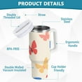 thumbnail image 2 of Yayeee 30oz Stainless Steel Tumbler with Straw and Handle Double-Wall Insulated Travel Water Bottle, Red Butterflies, 2 of 8