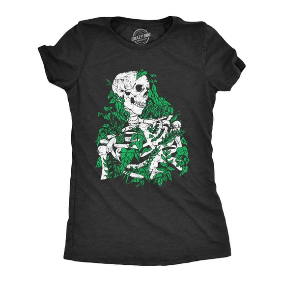 Womens Skeleton Overgrown Plants T Shirt Funny Death Nature Lovers Tee for Ladies Womens Graphic Tees