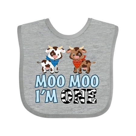 

Inktastic Moo Moo I m 1 with Cute Holstein Cows Gift Baby Boy or Baby Girl Bib
