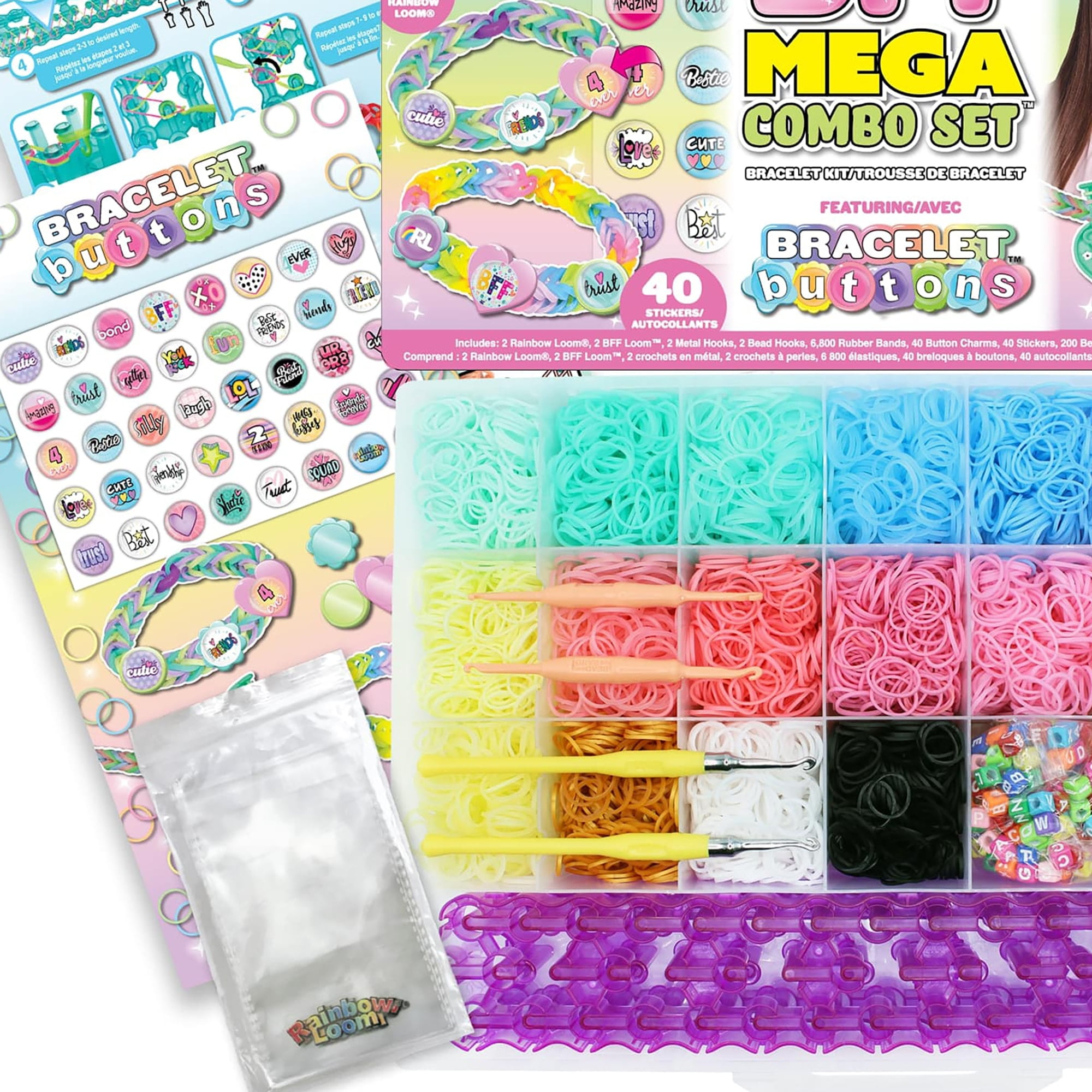Rainbow Loom BFF Mega Button Set, Bracelet Making Kit using Bracelet Buttons, Children Ages 7 and Up