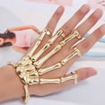 thumbnail image 4 of Skeleton Hand Bracelet with Rings Elasticity Wristband for Party bangles steam punk hands gold, 4 of 9