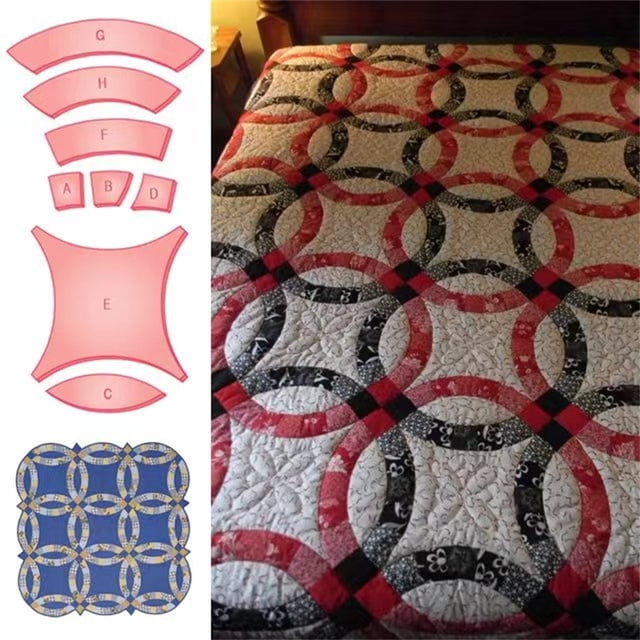 TIMIFIS Home Decor Crazy Fan Quilt Template Cutting Ruler Set8PCS,Fan Shaped Quilt Sewing Ruler DecorFall