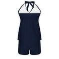 thumbnail image 7 of UTSJKR Women's Tankini Swimsuit Two Piece 2025 Halter V Neck Bathing Suit with Shorts Tummy Control Modest Swimwear Navy XL, 7 of 7