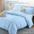 thumbnail image 4 of Premium Pima Cotton 3-Piece Duvet Cover Set – 1000 Thread Count Luxury Bedding, California King 104" x 94" - Light Blue, 4 of 4
