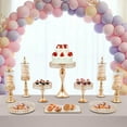 thumbnail image 6 of Dwellnix 10-Piece Cake Stand Set, Includes Rectangular Cake Tray, Round Trays, Stands, Candy Jars, Gold Crystal Beads for Elegant Display, 6 of 7