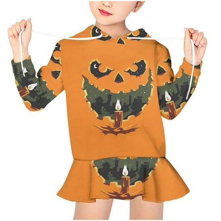 

Frostluinai Halloween Outfits For Infant Newborn Baby Girl Hoodie Sweater Toddler Winter Sweater Dress Pullover Baby Cute Cartoon Print Outfit Set