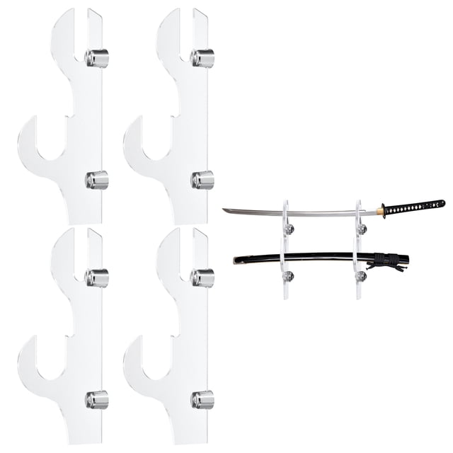 Soporte de espada de pared Uxcell de 2 pares, soporte de exhibición de espada de acrílico, estante de almacenamiento de sable de luz para decoración del hogar, transparente