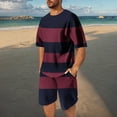 thumbnail image 1 of NTACZA Shorts Set Mens Striped Crew Neck Short Sleeve Tracksuits Workout Men's Breathable Sweatsuits 4XL, 1 of 7