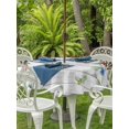thumbnail image 3 of Outdoor Tablecloth with Umbrella Hole for Patio/Picnic/Party/Camping, Independence Day Waterproof Table Cloth Round Cover Washable, Eucalyptus Leaves Floral Wooden Plank (Dia 60"), 3 of 9