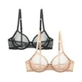 thumbnail image 1 of Uhndy Lace Bra See Through Sexy Solid Underwear for Women 2 PCS Black+Beige 40D, 1 of 5