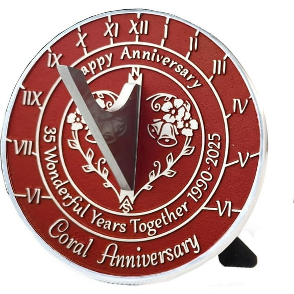 35th Coral Wedding Anniversary 2025 Sundial Gift