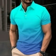 thumbnail image 2 of Polo T Shirts for Men Color Blocked Gradient Casual Contrast Color Polo Shirt Lightweight Summer Beach Golf Vacation Shirt,Mint Green,XL, 2 of 5