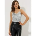 thumbnail image 2 of INSPIRE CHIC Camisola Brillante Con Lentejuelas Del Día De San Patricio Para Mujer Club Party Sparkle Cami Top Color Blanco plateado L, 2 of 5