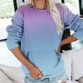 thumbnail image 3 of Scyoekwg Trendy Crewneck Sweatshirts Women Loose Ladies Sweatshirt with Pocket Long Sleeve Pullover Casual Gradient Color Fall Sweatshirt Pullover(Light Blue,XL), 3 of 5