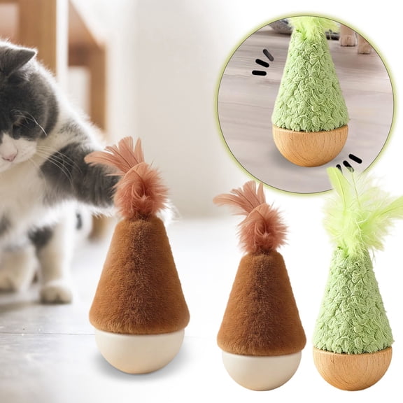 Cat Wobble Interactive Teaser Toy AntiTip StressRelief Accessory BoredomReducing Play Tool For Cats Kitchen Living Room Use 5.5  2.4 in Brown