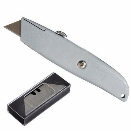 Wideskall? Heavy Duty Box Cutter Retractable Blade Metal Utility Knife with 10 Razor