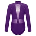 thumbnail image 3 of Sholeno Kids Girls Long Sleeve Ballet Dance Leotard Mock Neck Rhinestones Dance Bodysuit Gymnastics Purple 14, 3 of 7