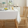thumbnail image 4 of Enova Home High Quality Washable Rectangle Cotton tablecloths, Wrinkle Resistant Washable Dining Room Table linen for Rectangle Table Off White - 55", 4 of 5