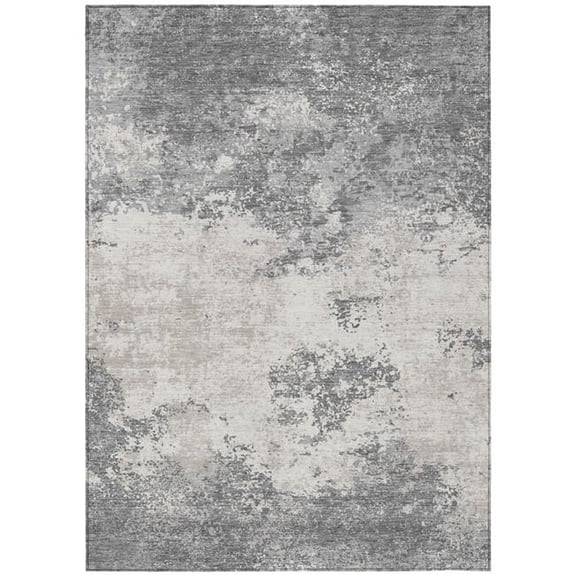 HomeRoots 599499 8 x 10 ft. Gray & Beige Abstract Washable Indoor & Outdoor Rectangle Area Rug
