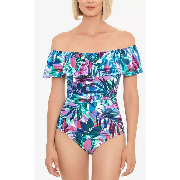 Swim Solutions Women's Tummy Control One Piece Swimsuit Blue Size 18