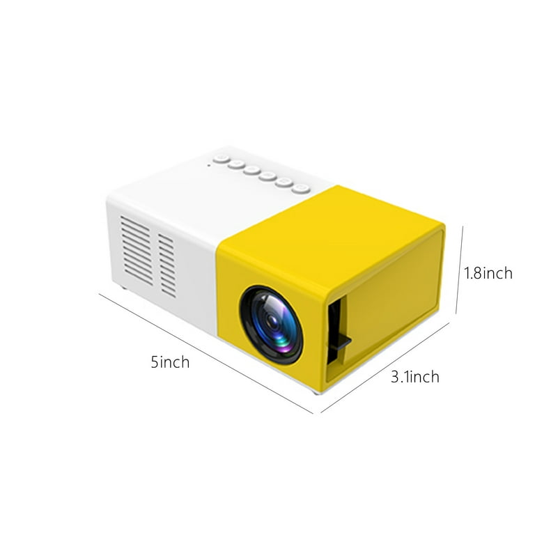 Jikolililili Mini Projector HD 1080P LED Portable Projector Support Outdoor Mobile Power SupplyYellow, Size: 20 *18*8cm