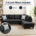 thumbnail image 4 of Aukfa 97" Classic Sectional Sofa 4 Seat L shape Couch with Oversized Right Chaise for Living Room, 2Pillows, Linen, Black Gray, 4 of 8