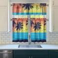 thumbnail image 3 of Kitchen Curtains 36 Inch Short - 3 Panel Set, Rod Pocket Window Curtain with Tropical Palm Tree Sunset Print, 100% Polyester for Boho Kitchen, Beach Room, Easy Wash, 3 of 6