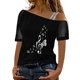 thumbnail image 1 of Gibobby Camisetas Mujer Baratas Manga Corta Mujeres Impreso Hombro Tops Sexy Glitter Camisa manga corta Blusa Tops(Negro,M), 1 of 4