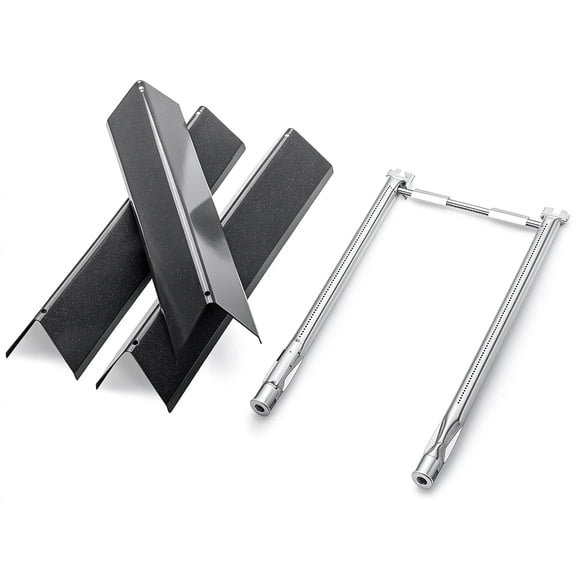 7635 Flavorizer Bars and 69785 Grill Burner for Weber Spirit I & II 200 with Front Control, Spirit E210, E220, S210, S220, Grill Replacement Parts for 15.3 Inch Flavor Bars and 69785 Burner Pipe