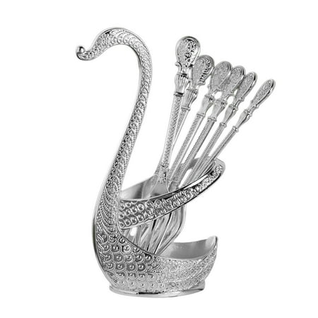 

Base Holder with 6Pcs 5 Dessert Forks Set Alloy for