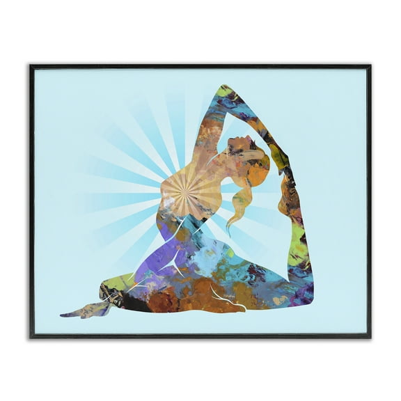 Stupell Industries Meditative Mindful Yoga People Painting Black Framed Art Print Wall Art, 14 x 11