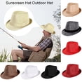 thumbnail image 2 of Christmas Savings! EINCcm Panama Fedora Hat, Sun Hats Straw Fedora Hat for Women Man, Vintage Wide Brim Summer Casual Hat Solid Color Foldable for Outdoor Travel Vacation Beach Fishing Hiking, 2 of 2