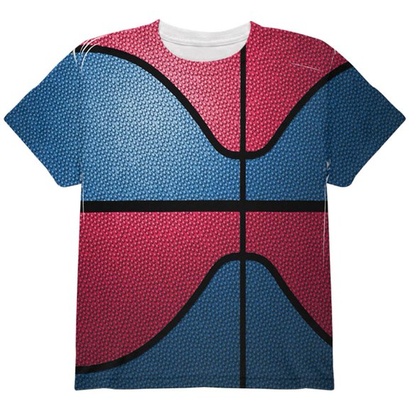 Championship Basketball Blue and Red All Over Youth T Shirt