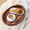thumbnail image 3 of Acacia Wood Serving Tray with Handles - 17'' x 13'' Round, Decorative Ottoman Trays for Breakfast, Home Decor, Tea Party, Coffee Table, Candle Display, Kitchen Counter Board, 3 of 5