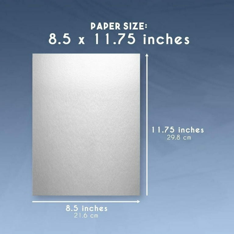 Reflective Metallic Cardstock Paper Sheets (Silver, 8.5 x 11.75 In, 50  Pack)