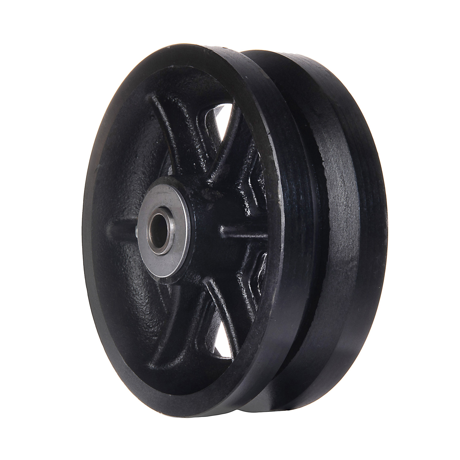 SY America 4"x11/2" Cast Iron V Groove Caster Wheel with Straight