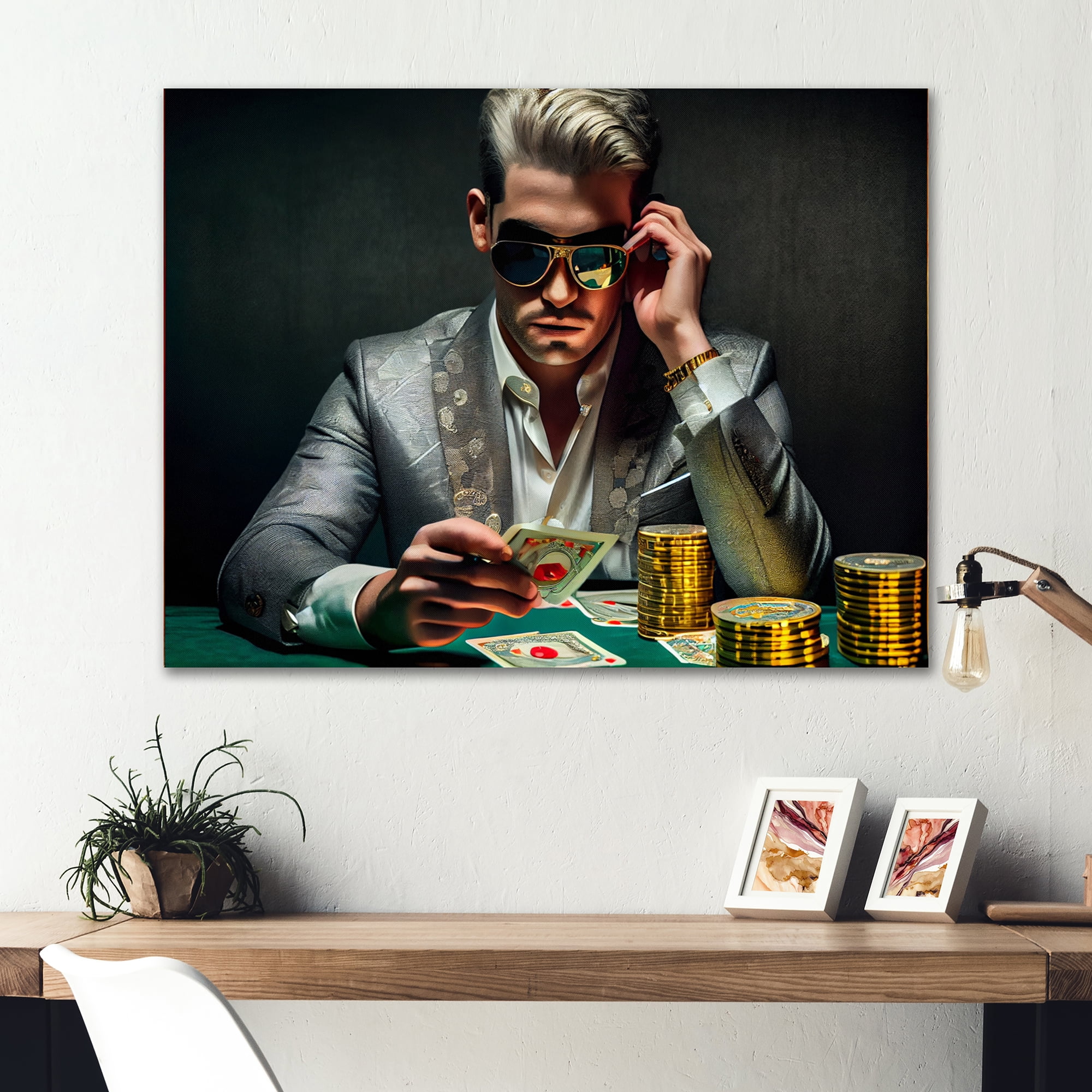 Designart Photorealistic Of Man Gabling II Canvas Wall Art
