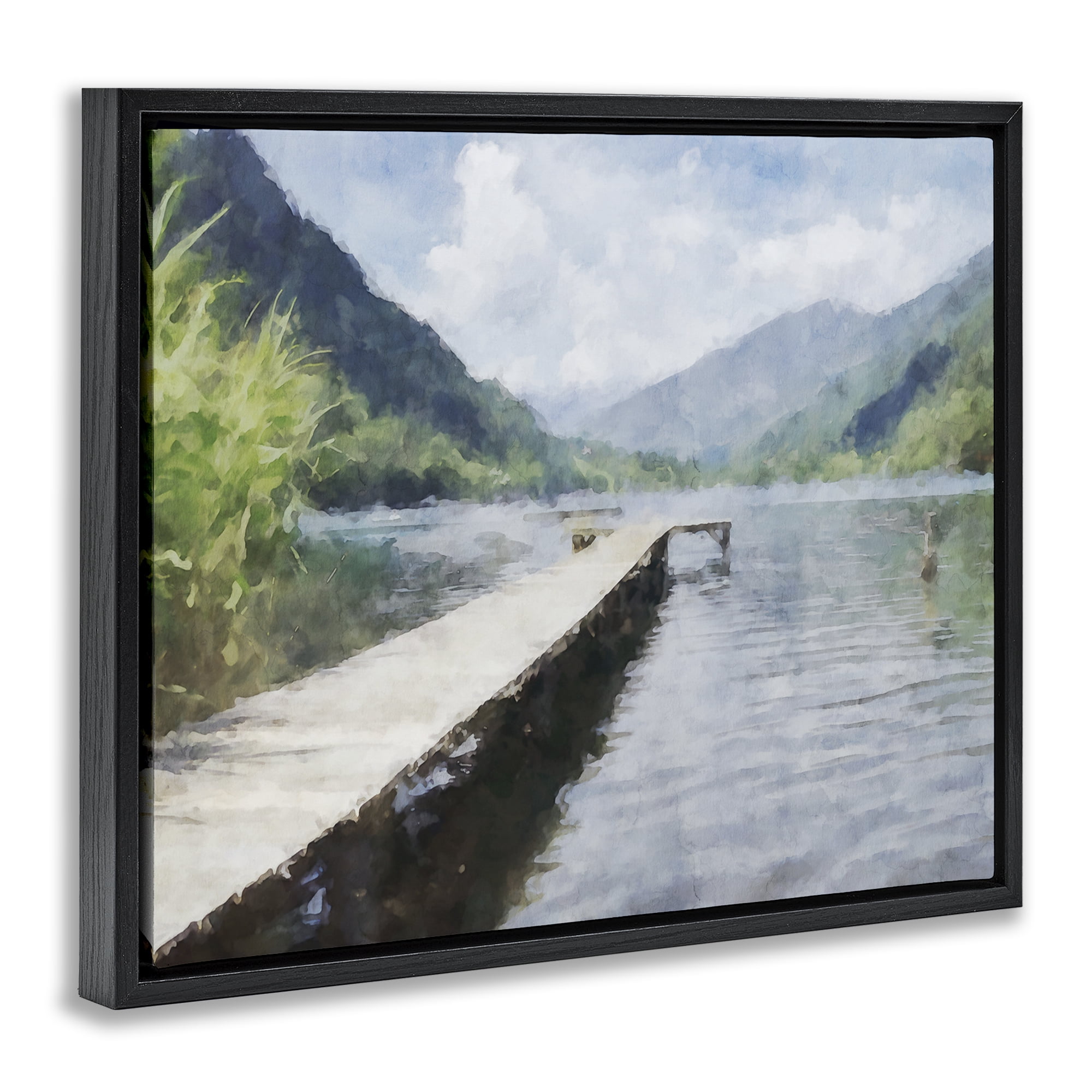 Stupell Industries Dappled Lake Dock Black Framed Floater Canvas Wall Art, design by Kim Curinga