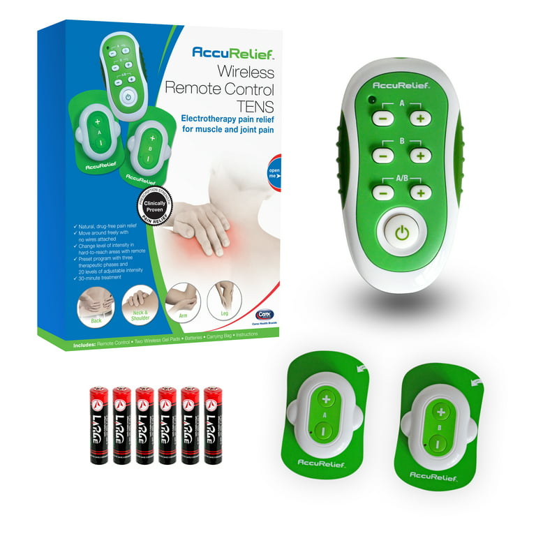 AccuRelief Wireless TENS Unit with Remote Control, TENS Pain Relief Device  and Muscle Stimulator, for Back Pain, Neck Pain, Arm and Leg Pain 