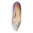thumbnail image 4 of FSJ Women Classic Studded Pearls High Heel Pumps Pointy Close Toe Slip On Ladies Office Party Dress Pump Slide Shoes Size 7.5 Purple Glitter, 4 of 4