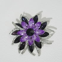 Midnight Blossom Brooch Purple & Black Gem Accent - Enchanting Elegance for Women