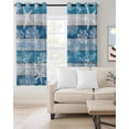 thumbnail image 2 of Blue Coastal Beach Blackout Curtains 63 Inches Long, Nautical Starfish Coral Vintage Wooden Thermal Insulated Black Out Curtains, Darken Window Curtain Drapes for Bedroom Living Room 42"x63" 2 Panels, 2 of 9