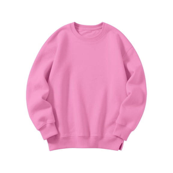 GiLiling Oversized Sweatshirt for Girls, Casual Crew Neck Sherpa Fuzzy Fleece Hoodie, Drop Shoulder Long Sleeve Pullover (Pink, 7-8 Years)