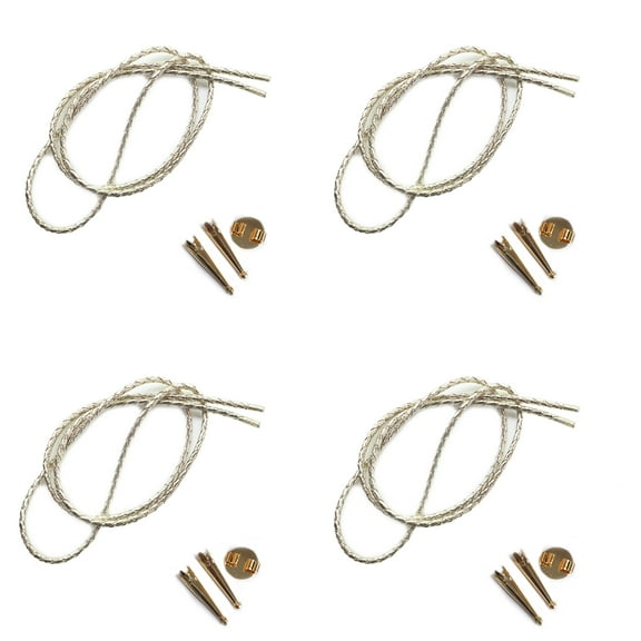 Blank Bolo Tie Kit Round Slide Smooth Tip Goldtone Parts Silver Vinyl Pk/4