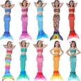 thumbnail image 2 of Children Girls Mermaid Tail Set Vacation Swimwear Swimsuit blue 110cm, 2 of 10