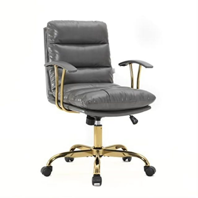LeisureMod Regina Chaise de Bureau Exécutive Moderne Rembourrée en Cuir Réglable avec Inclinaison et Pivotement à 360 Degrés
