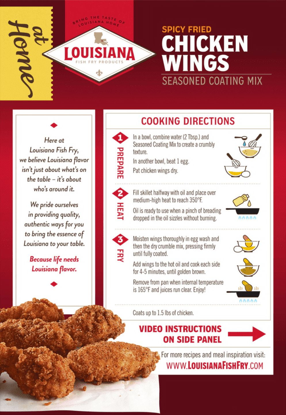 Louisiana Fish Fry Products At Home Chicken Wing Spicy Seasoned Coating Mix, 4 oz Box